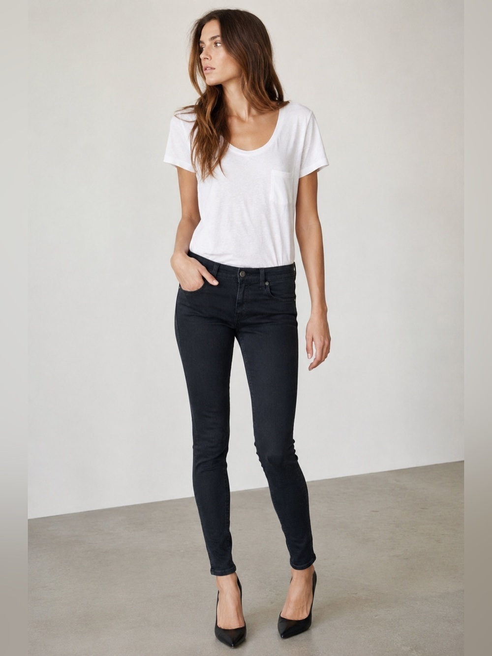Rag & Bone Skinny Jeans Women’s Sz 28 Black Coal Wash Mid Rise Stretch Designer